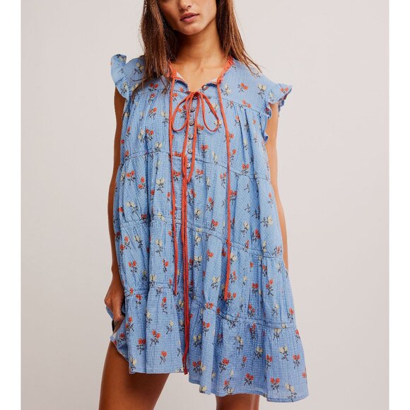 Free People Blue and Red Floral Mini Dress - Picture 5 of 10